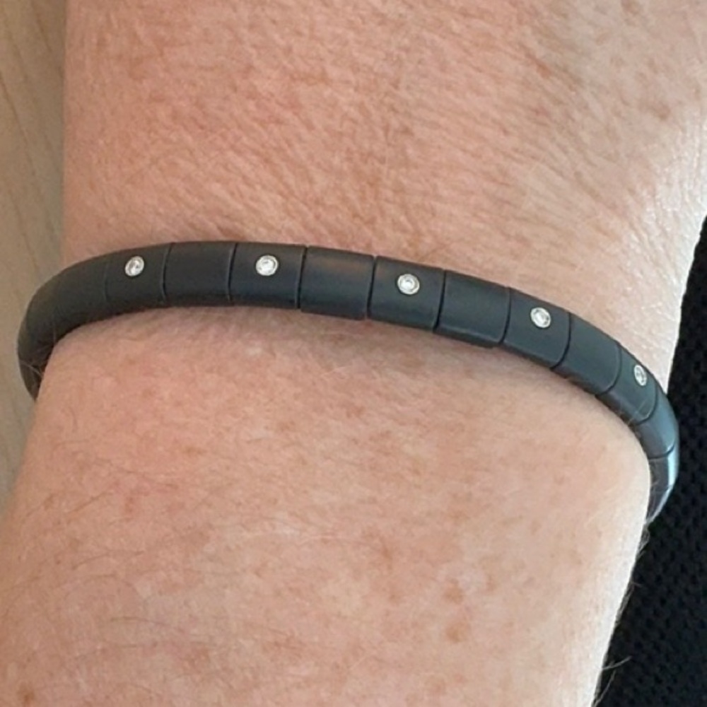 ROBERTO DEMEGLIO 18K Gold & Black Ceramic 'Pura' Stretch Diamond Bracelet